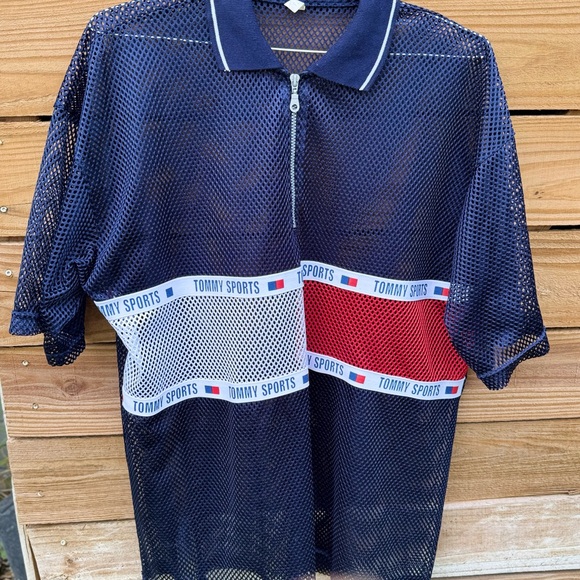 Tommy Sports XL Vintage Navy Mesh Men's Shirt - Picture 1 of 9